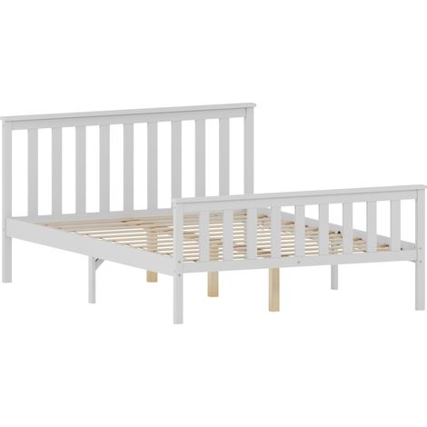 Milan 4ft6 Double Solid Pine Wood Bed Frame, High Foot End, 135 x 190 cm, White (1/5)