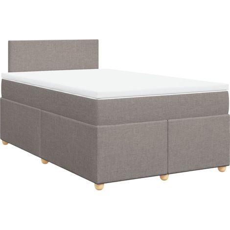 Lit double  Lit adulte  Sommier à lattes de lit avec matelas Taupe 120x200 cm Tissu