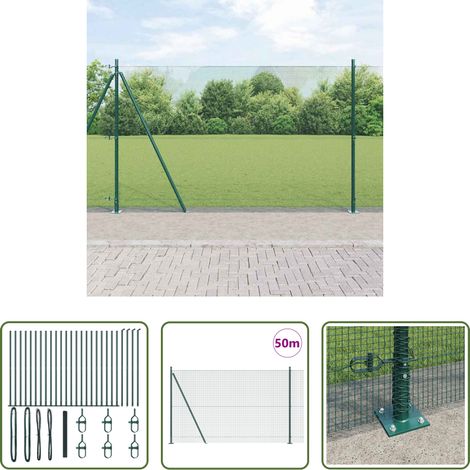 Poteau en acier -  Poteau de clôture. Vert 50 x 1,5 m (maille 12 x 12 mm) (1/5)