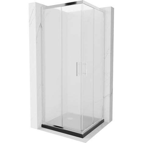 Mexen Rio cabine de douche carrée 80 x 80 cm, givrée, chrome + receveur Plat, noir - 860-080-080-01-30-4070
