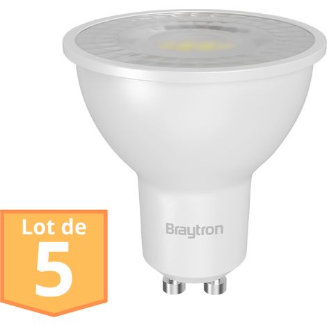Lot de 5 Ampoules LED GU10 Braytron 6.5W 3000K 630 Lumens (1/5)