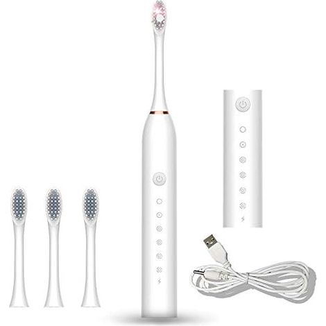 Brosse à dents électrique sonique rechargeable, idéale pour adultes et enfants, 6 modes au choix, étanche IPX7, chargement rapide USB.-AquaForge