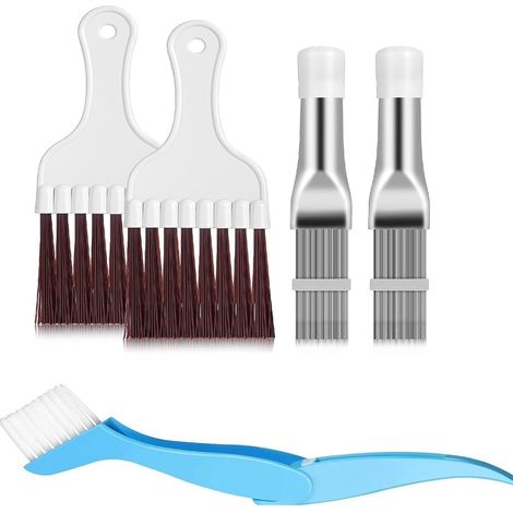 Ensemble 5 en 1 Peigne à Ailettes de Condensateur de Climatiseur, Peigne à Ailettes en Acier Inoxydable pour Nettoyeur de Bobine, Brosse de Fouet de Nettoyage D'Évaporateur (1/5)