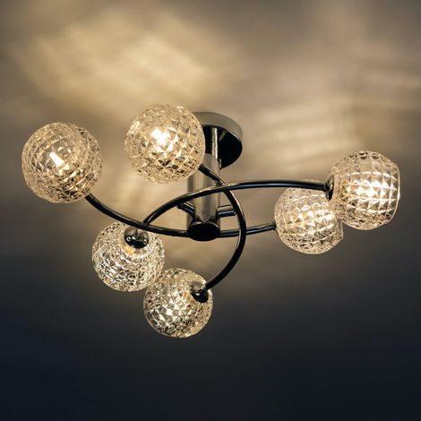 Design-Deckenleuchte mit 6 transparenten Kugeln mit grafischen Motiven - Salvati