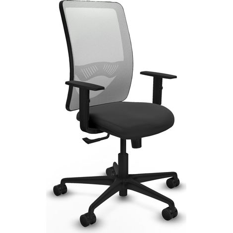 Silla de oficina piqueras y crespo Zulema cuero sintético gris oscuro malla blanca (1/2)