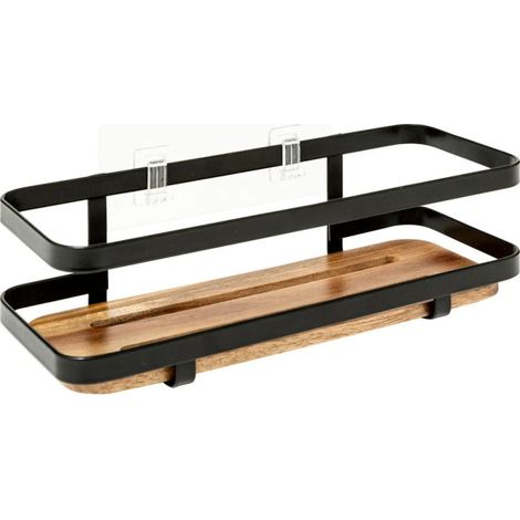 Étagère de Douche en Bois "Blackacia" 25cm Noir (1/5)