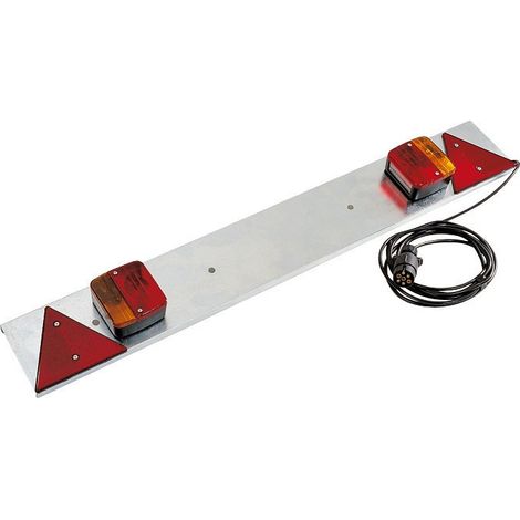 Maxter – Plaque d'éclairage en métal pour remorque 1000 x 140 mm – Alimentation 4 m – Fiche 7 broches – Signalisation conforme