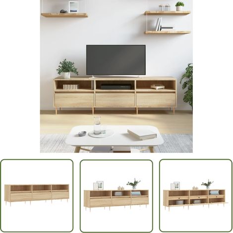 The Living Store TV-Schrank Sonoma-Eiche 150x30x44,5 cm Holzwerkstoff - TV Schrank - Holz Sideboard - Regal - Wohnzimmer Möbel - Eiche Deko (1/5)