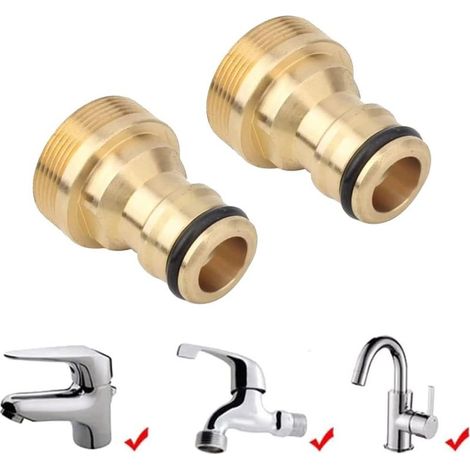 Adaptateur universel pour robinet de cuisine - Adaptateur de tuyau - Raccord de tuyau - Adaptateur de raccordement d'eau pour robinet de cuisine et de jardin (Deux paquets,22mm/24mm) (1/3)
