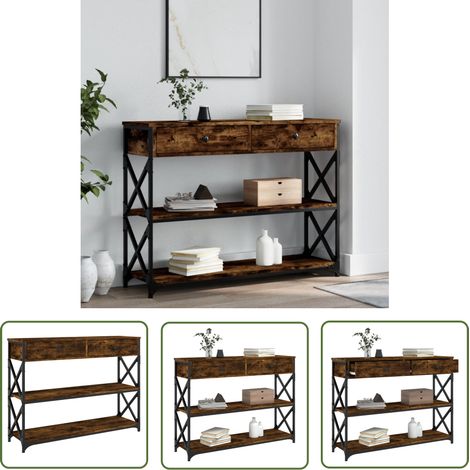 The Living Store Konsolentisch Räuchereiche 100x28x75 cm Holzwerkstoff - Konsolentisch - Flurtisch - Sideboard - Wohnzimmerstil - Industriel Stil (1/5)