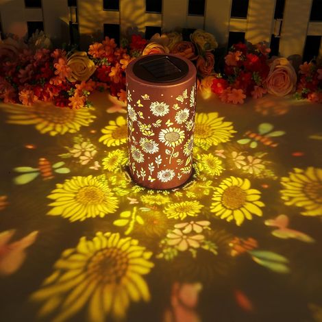 1 Lanterne Solaire Tournesol,Métal Rétro,IP65 Imperméable,Jardin Patio Déco (1/5)