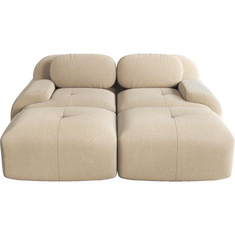 Sofá Esquinero Modular Sin Estructura en Cuerda, Asiento Ergonómico y Base Antideslizante, Beige (1/5)