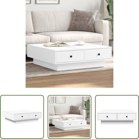 Holzwerkstoff Couchtisch -  Couchtisch Weiß 90x90x28 cm Holzwerkstoff