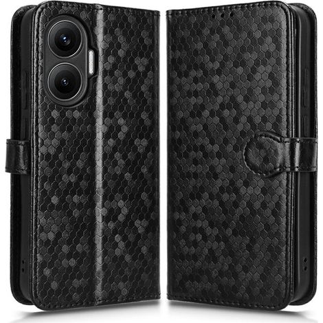 Funda tipo cartera con diseño de rombos para Xiaomi Poco F7 - Negra (1/5)