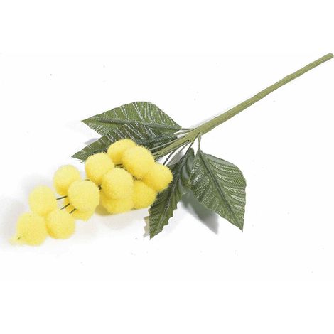 Rametto di mimosa artificiale con fiori floccati, una scelta perfetta per composizioni floreali e confezioni, set da 20 pezzi, cm 10 H (con gambo 20)