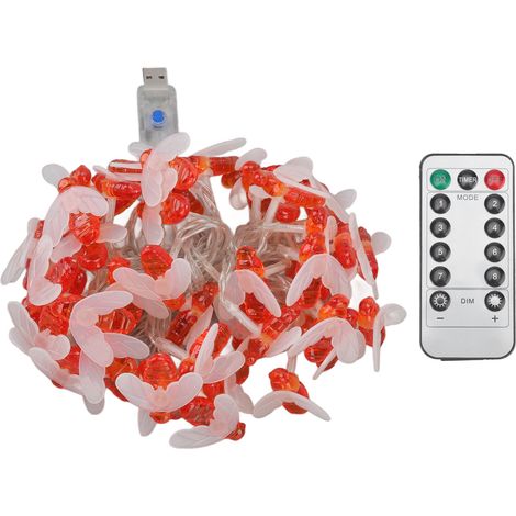 Guirlande lumineuse LED étanche en forme d'abeille, alimentée par USB, avec télécommande, idéale pour décorer Noël. (1/5)