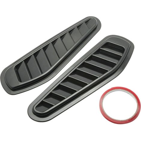 pièces de garniture de prise d'air de simulation de voiture universelle noire brillante sport course pour capot (1/4)