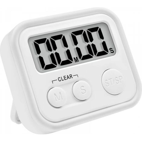 Minuterie de Cuisine Numérique pour Cuisiner, Minuteries Magnétique avec Alarme Puissante et Compte à Rebours pour Cuisson, Cuisine, Etude, Exercice, Blanc (1/5)