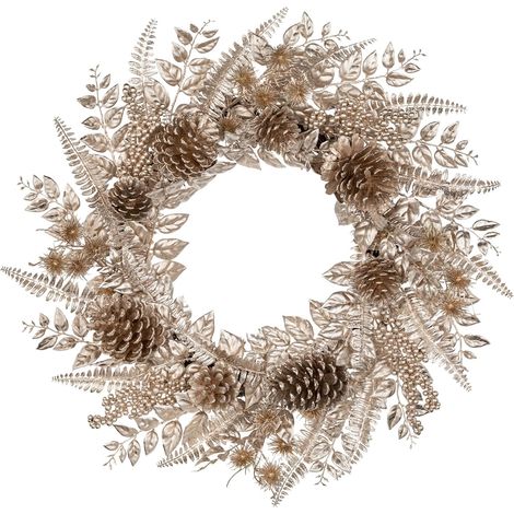 Ghirlanda natalizia porta 60 cm addobbo Natale oro (1/5)