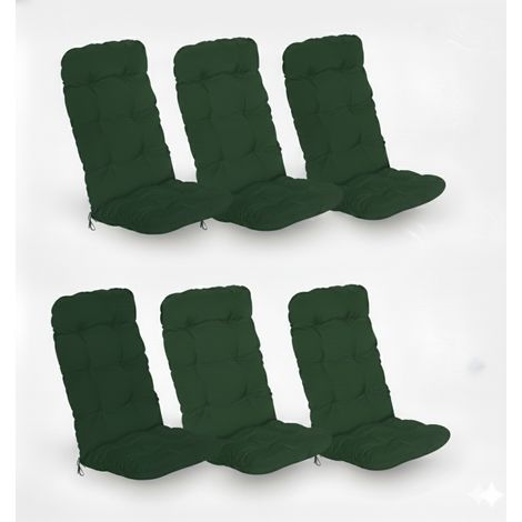 6er Set Hochlehner Auflagen Flair HL, 120x50x8cm, Dunkelgrün