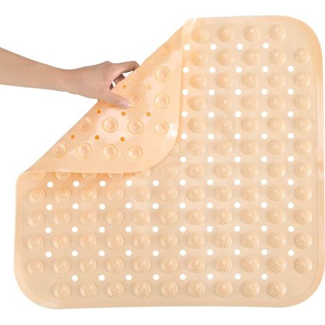 Tapis de douche petit 48 x 48 cm, tapis de douche antidérapant, tapis de douche carrés, douche antidérapante, tapis de douche antidérapant, insert de récepteur de douche antidérapant avec boule de mas