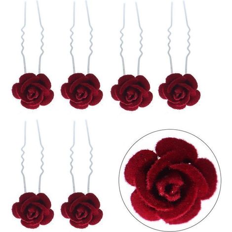 Accesorios Horquilla de terciopelo retro rosa roja Horquilla para el cabello (1/4)