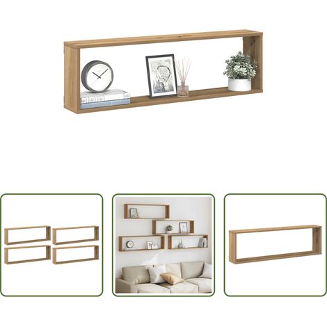 Rangement murale - Étagères cube murales 4 pcs chêne artisanal 100x15x30 cm (1/5)