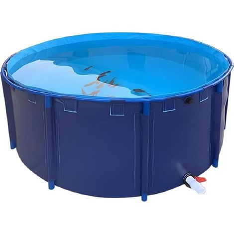 Bassin de sol, bassin à poissons en PVC, piscine ronde à paroi épaisse avec cadre robuste, pour la culture des poissons, bassin d'élevage (1/5)