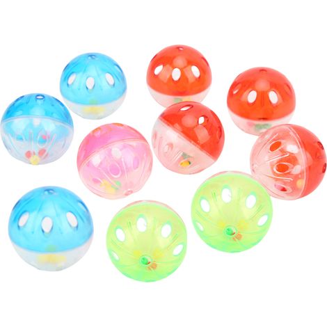 Lot de 10 balles colorées en plastique pour oiseaux, jouets à mâcher et à mordiller, accessoires pour cage. (1/5)