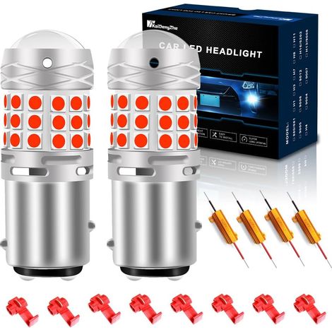 2PCS P21/5W 1157 BAY15D LED Bulbs Upgrade 3030 42-EX Error Free Canbus Red 12-36V 2057 2357 Car Replacement Bulbs for Reverse Parking Turn Signal Lights (1/5)