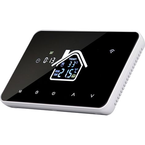 Thermostat chauffage sol 16A écran tactile 4.3 pouces régulateur température précision maison AC230V sans WiFi noir IP20 PC ignifuge (1/5)