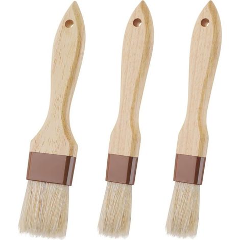 Set di 3 pennelli da pasticceria, pennelli per imbastire con setole naturali, pennelli da cucina, pennelli per salse, pennelli da cucina per olio, grigliate, marinatura (1/4)