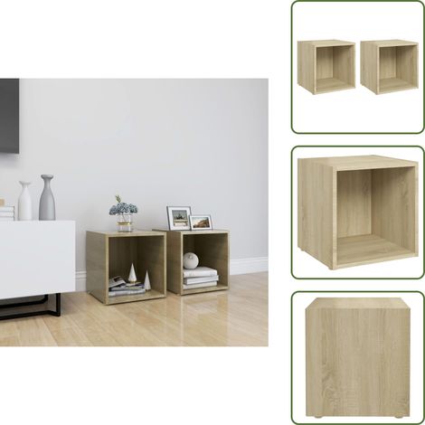 The Living Store Mobili Porta TV 2pz Rovere Sonoma 37x35x37 cm Legno Multistrato - Armadi hi-fi