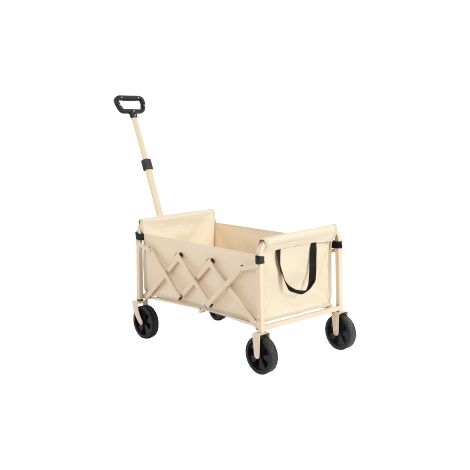 Chariot de jardin pliable robuste – Tout‑terrain, pour camping, shopping, sport, épicerie, beige – Maniable et compact (1/5)