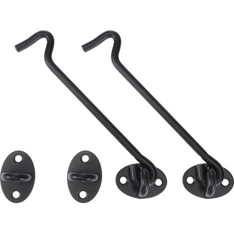 2 Piezas Gancho para Ventana de Acero Inoxidable Negro, Fácil (1/5)