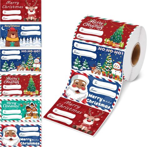 2 rouleaux d'étiquettes autocollantes de Noël (240 étiquettes par rouleau) – Étiquettes cadeaux adhésives – Pour cadeaux et cartes (1/5)