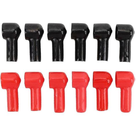 Lot de 12 capuchons isolants pour bornes de batterie (6 rouges, 6 noirs), compatibles avec véhicules, bateaux et applications commerciales. (1/5)