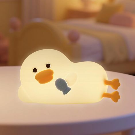 RHG Veilleuse pour enfants, veilleuse canard mignonne en 7 couleurs, veilleuse en silicone à intensité réglable sur 3 niveaux