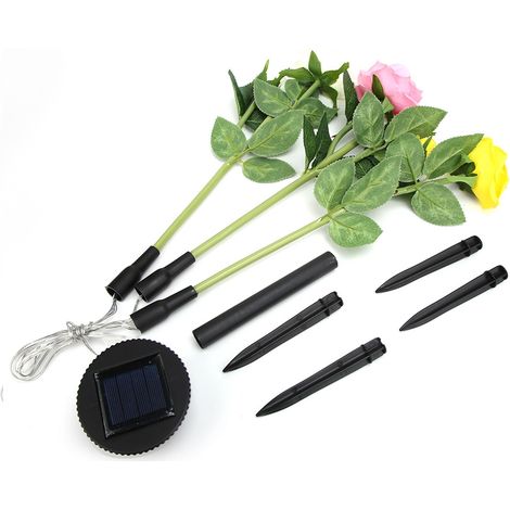 Lampe De Jardin Solaire En Forme De Rose - 3 Couleurs - Éclairage Extérieur Sans Fil - 1 Pièce (1/5)