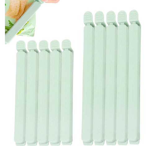 (10 Stück) D'étanchéité-Clips, D'étanchéité-Clips, 15/12 cm Pince pour Sac à Collation, Clip Fermentation Sac pour Emballage Cuisine Bonbons Snack, Vert (1/4)