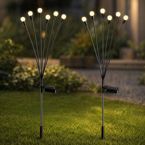 Solar-Lichterkette mit Glühwürmchen-Motiv, 10 LEDs, warmes Licht, Windeffekt, automatische Bewegung für Garten, Terrasse und Außendekoration (1/4)