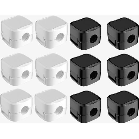 Ensemble de 12 attaches et organisateurs de câbles magnétiques, supports de câbles autocollants noirs et blancs, gestion des câbles pour bureau, maison, bureau (1/5)