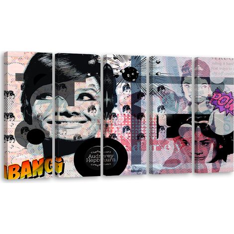 Tableau sur toile Tableau sur toile en 5 parties Audrey Hepburn Actrice 200x100 (1/5)