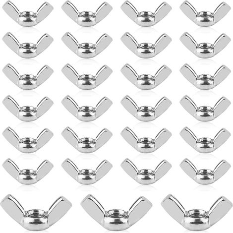 50 Pièces Ecrou Papillon M6 Ecrous à Ailette Filetage en Acier Inoxydable Écrous à Oreilles pour la Fixation Accessoire Bricolage Couleur Argent (1/5)