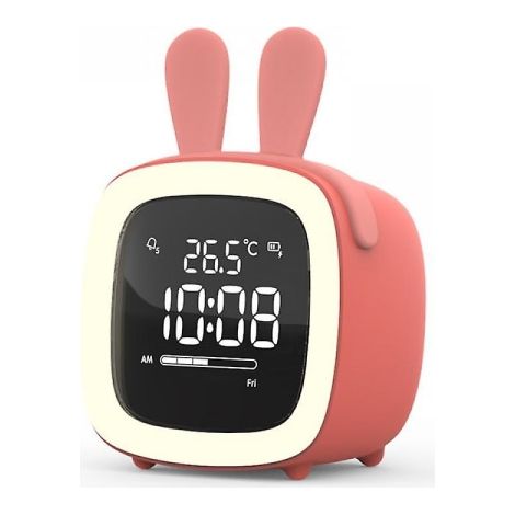 Réveil numérique portable avec 3 coques interchangeables, écran digital rechargeable, horloge lumineuse LED-rose (1/5)