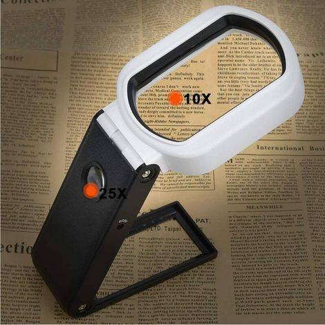 Loupe sur Pied LED 5X 25X Loupe de Table avec Support Pliable Loupe de Lecture Éclairée Lampe Loupe 3 Modes LED pour Lecture, Réparation, Couture - 85 x 55mm (1/3)
