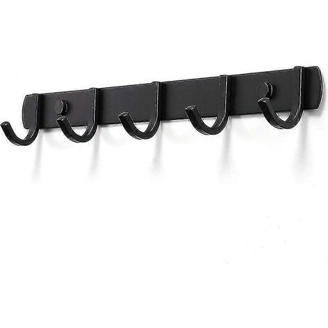 Porte-manteau mural, crochets design en acier inoxydable, crochets robustes pour salle de bain, chambre ou bureau, noir (5 crochets) (1/4)