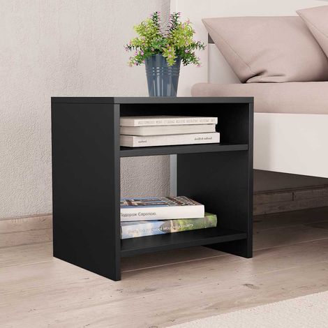 Maison Exclusive - Tables de chevet 2 pcs Noir 40x30x40 cm Bois d'ingénierie (1/5)