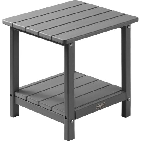 Table d'Appoint Extérieur Jardin, 2 Niveaux, 45 x 38 x 44 cm, en PEHD, Entretien Facile, Résiste aux Intempéries, pour Terrasse, Bord de Piscine, Plage, Porche, Patio, Balcon, Intérieur, Gris (1/5)