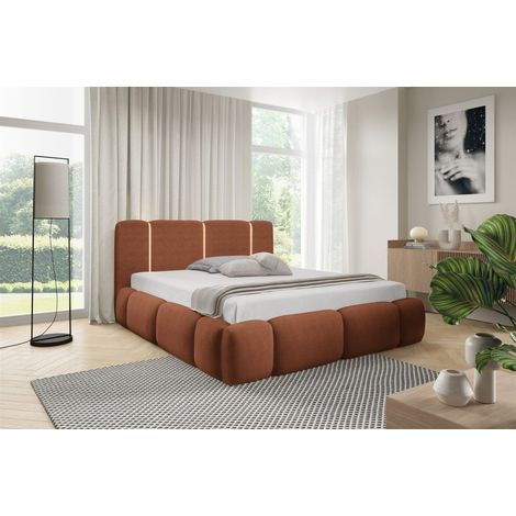 Polsterbett Schlafzimmerbett SPRINGS 120x200cm in Stoff Lambi Koralle